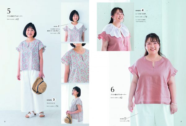 Clothes for Chubby People by Yoshiko Tsukiori : 6 sizes from 2L to 7L, full-size patterns with seam allowance to cut out and use your size.